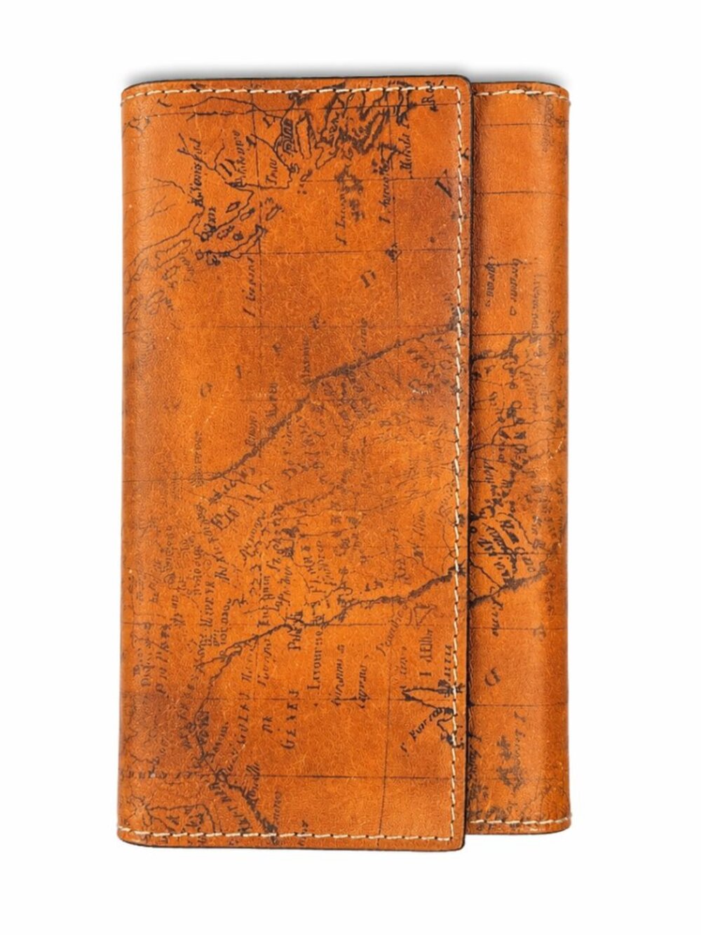 Patricia Nash Terresa Wallet Riot Rust Signature Map Print Leather Zip Around